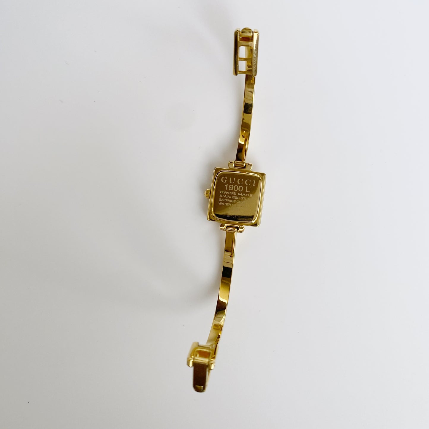 Gucci 1990s Square Gold Plated Bangle Watch