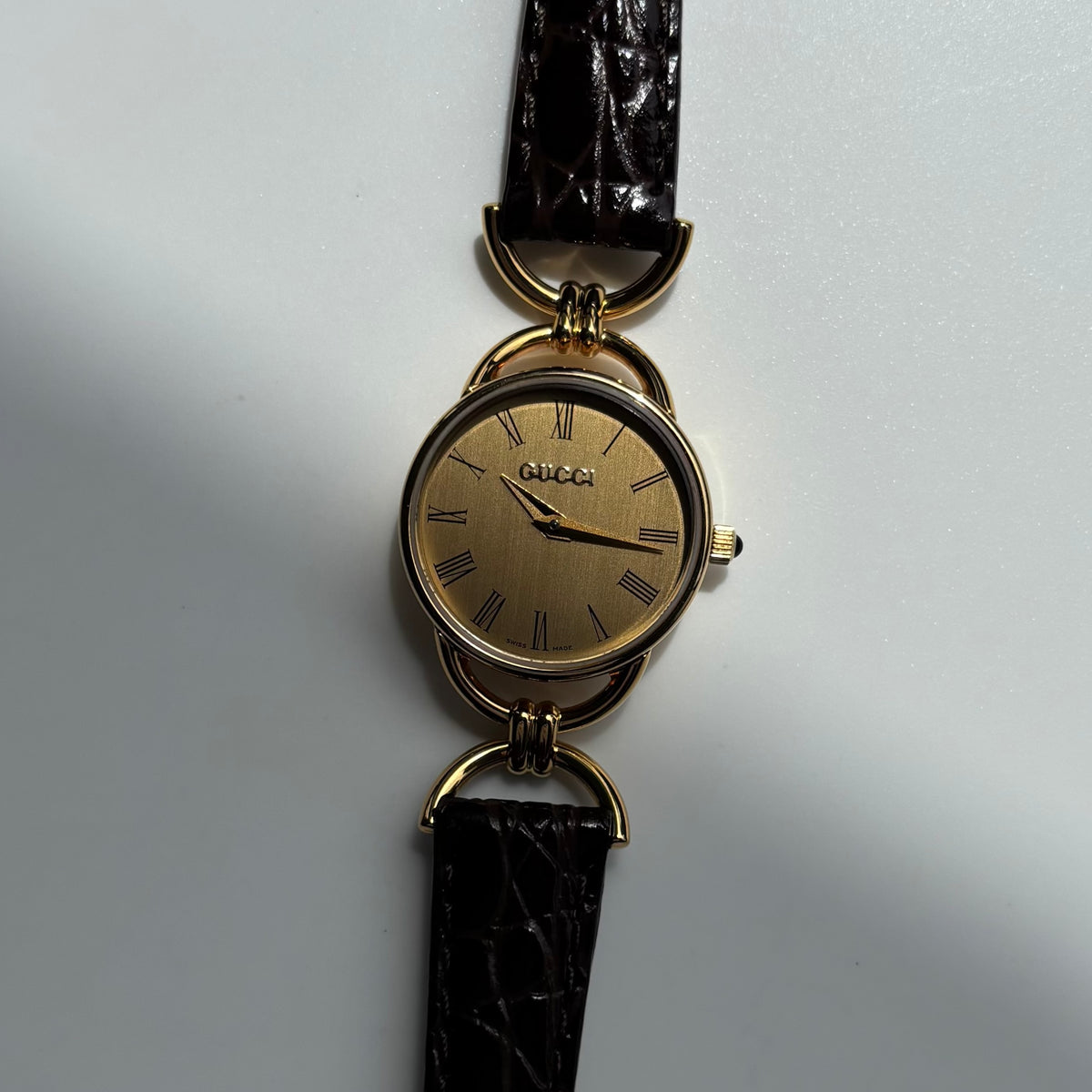 Gucci 1990s Gold Dial Horsebit Gold-Plated Watch
