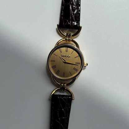 Gucci 1990s Gold Dial Horsebit Gold-Plated Watch