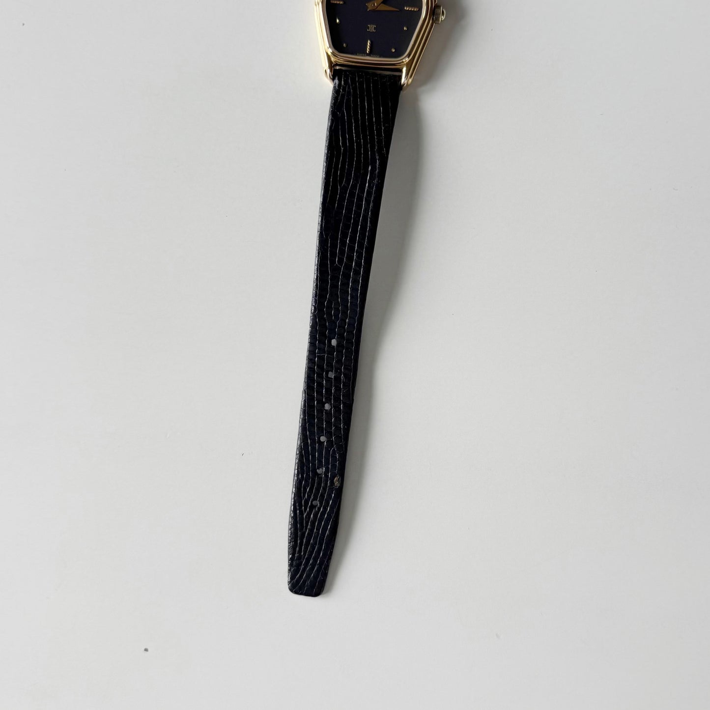 Celine 1980s Black Dial Gold Plated Watch