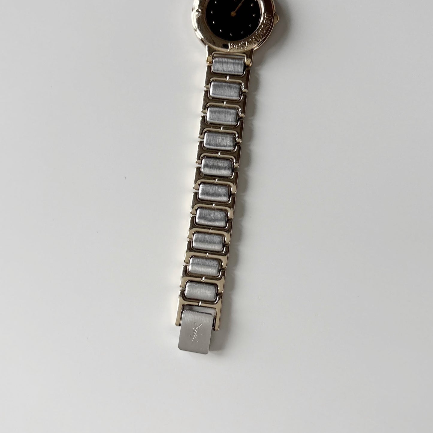 Yves Saint Laurent 1990s Black Dial Two Tone Watch