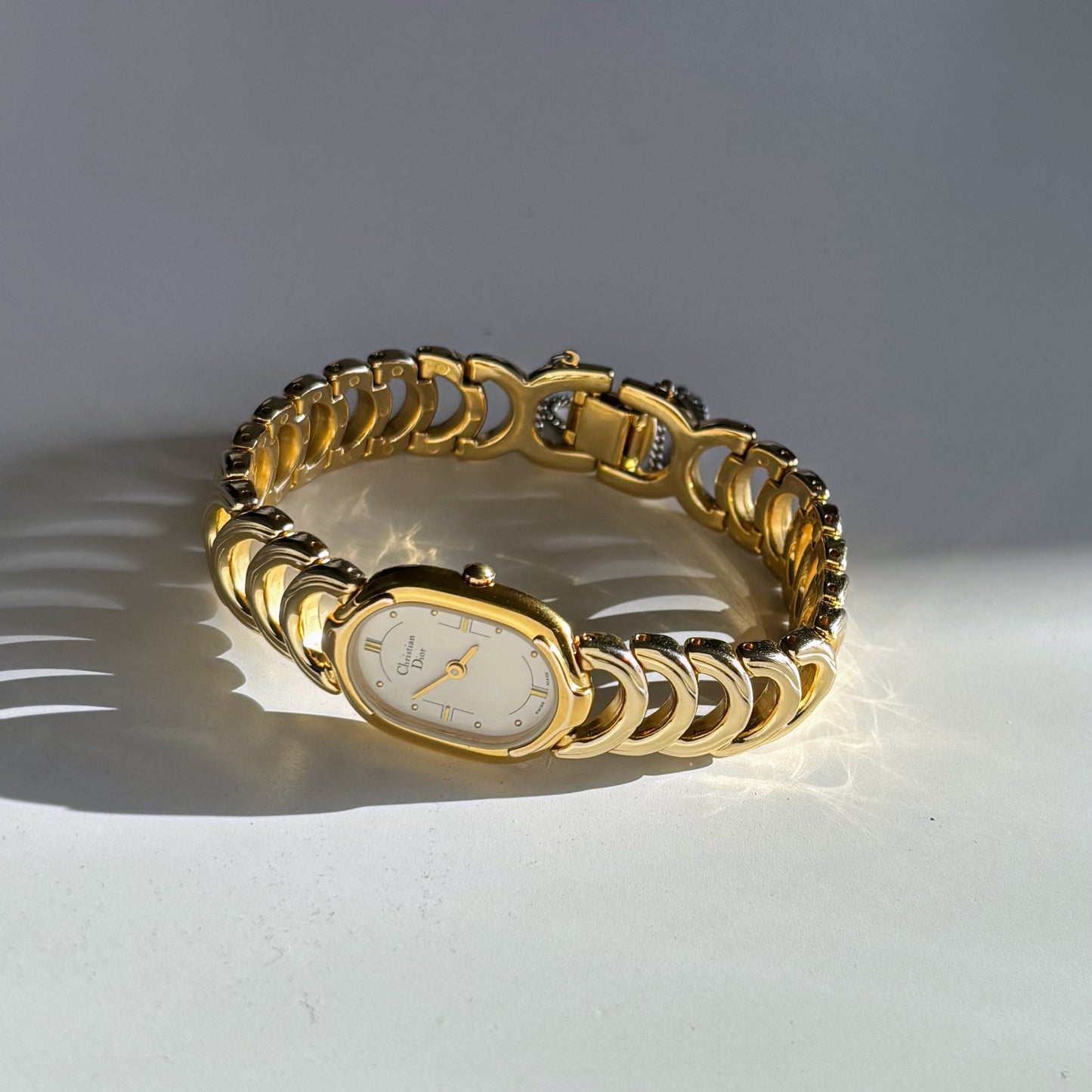 Dior 1990s Oval Gold Plated Watch