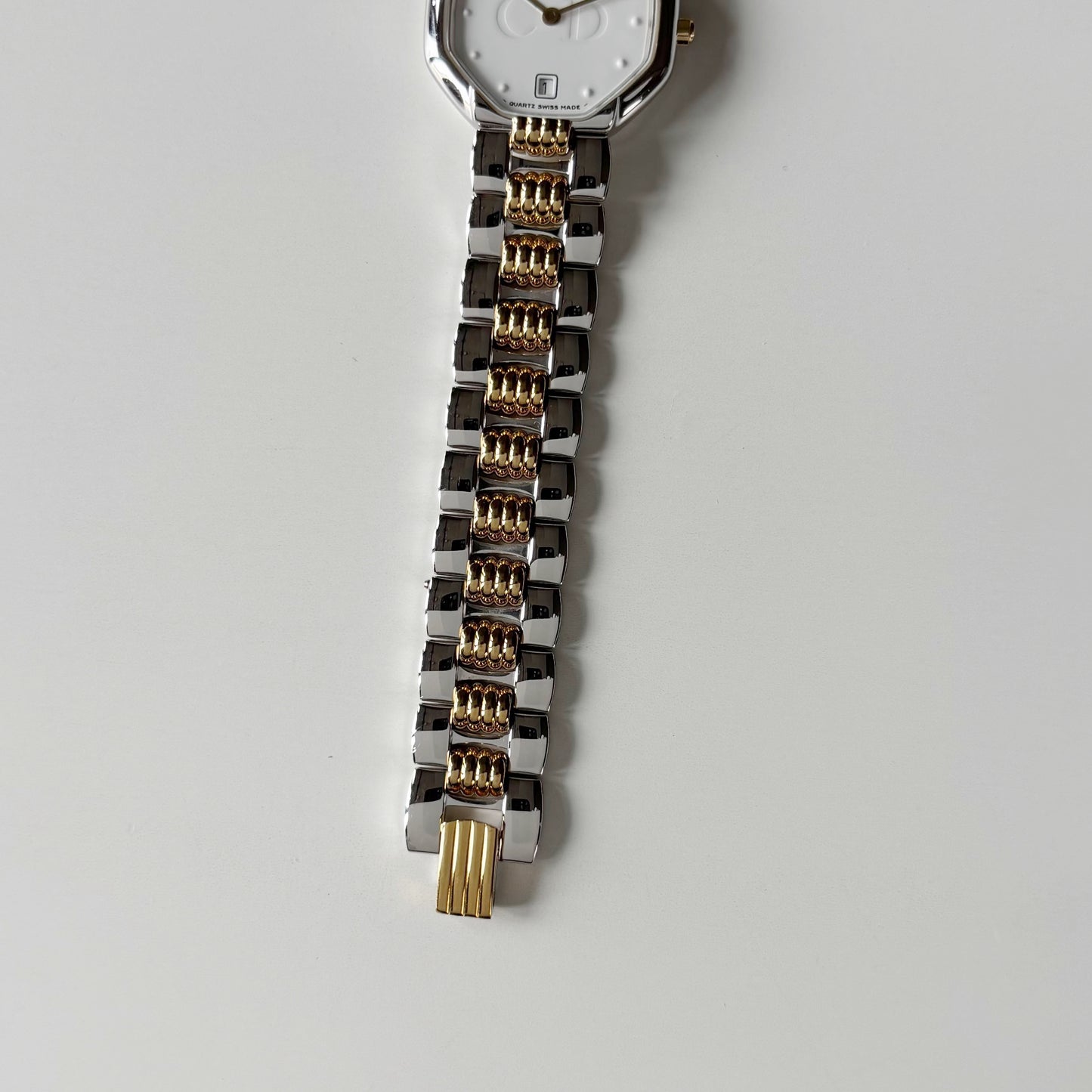 Dior 1990s Octagon Dial Date Two Tone Watch