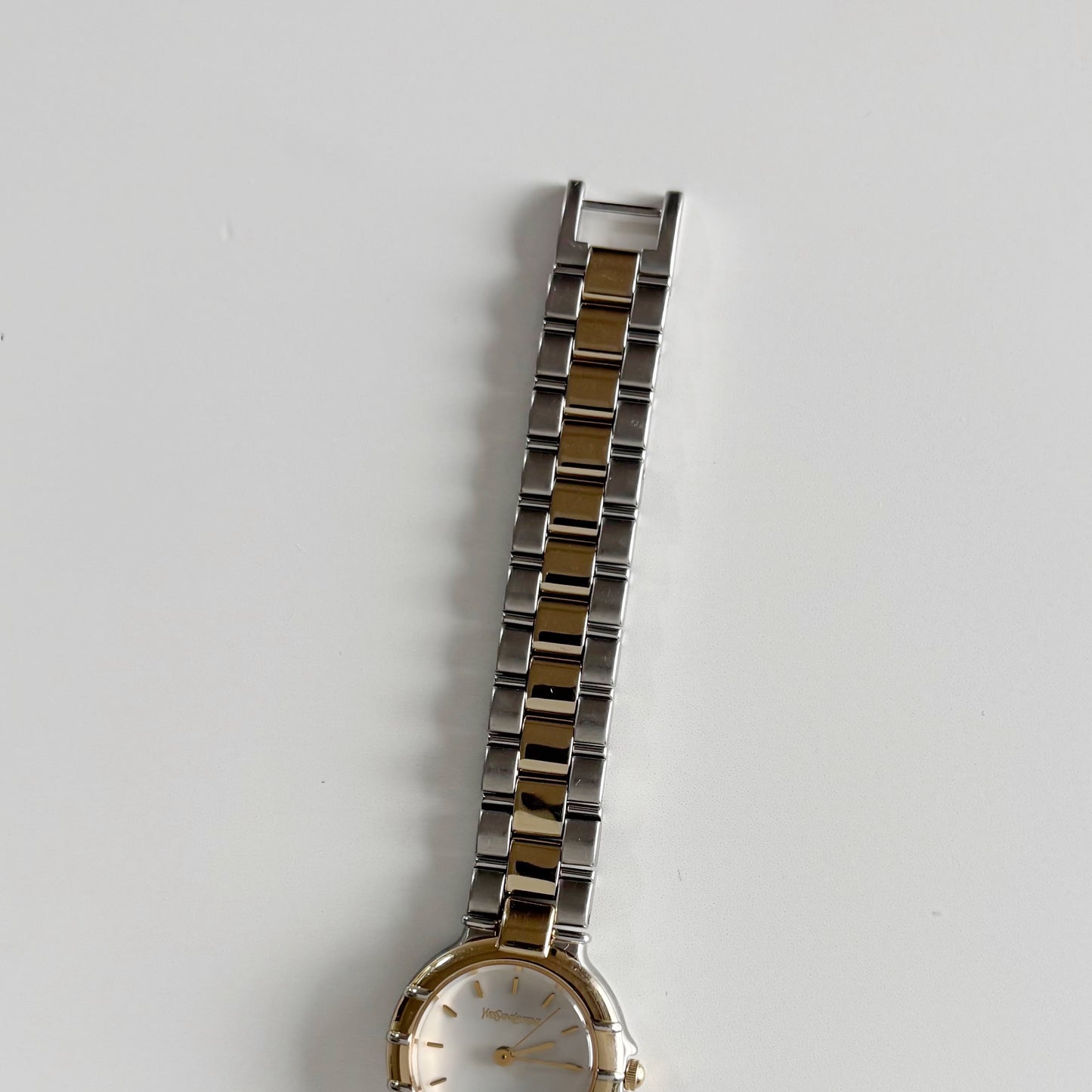 Yves Saint Laurent 1990s Round Dial Two Tone Watch