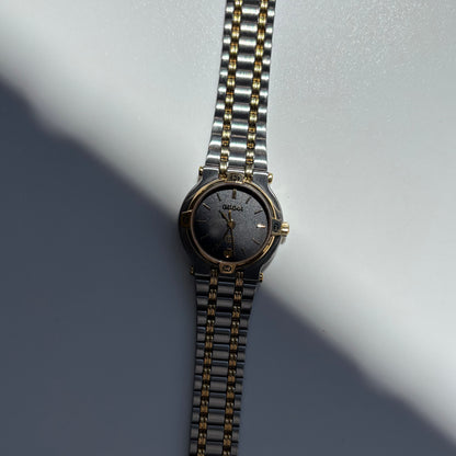 Gucci 1980s Date Round Dial Two Tone Gold Plated Watch