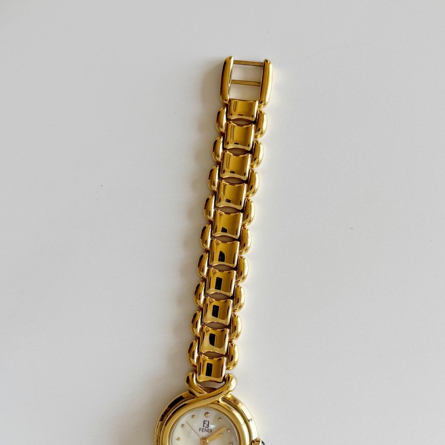 Fendi 1990s Seashell Dial Gold Plated Watch