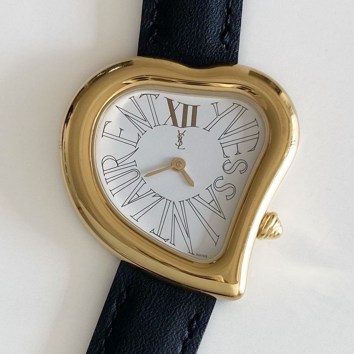 Yves Saint Laurent 1990s Heart Shaped Dial Gold Plated Watch