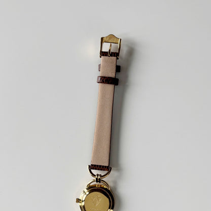 Gucci 1990s Seashell Dial Gold Plated Horsebit Gold Plated Watch