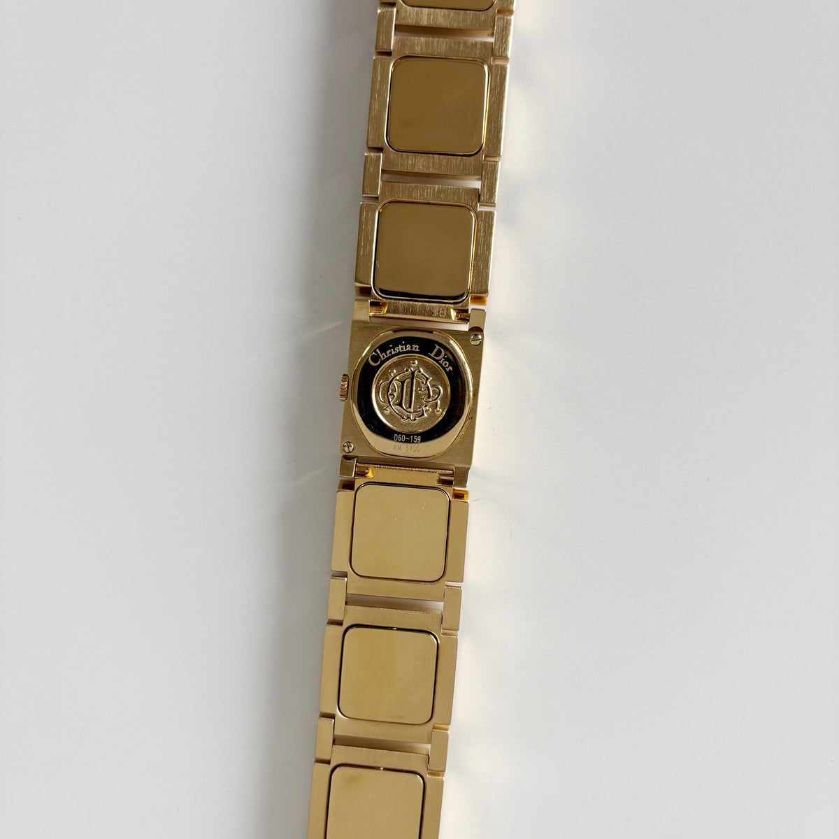 Dior 1990s Square Dial Interchangeable Strap Gold-Plated Watch