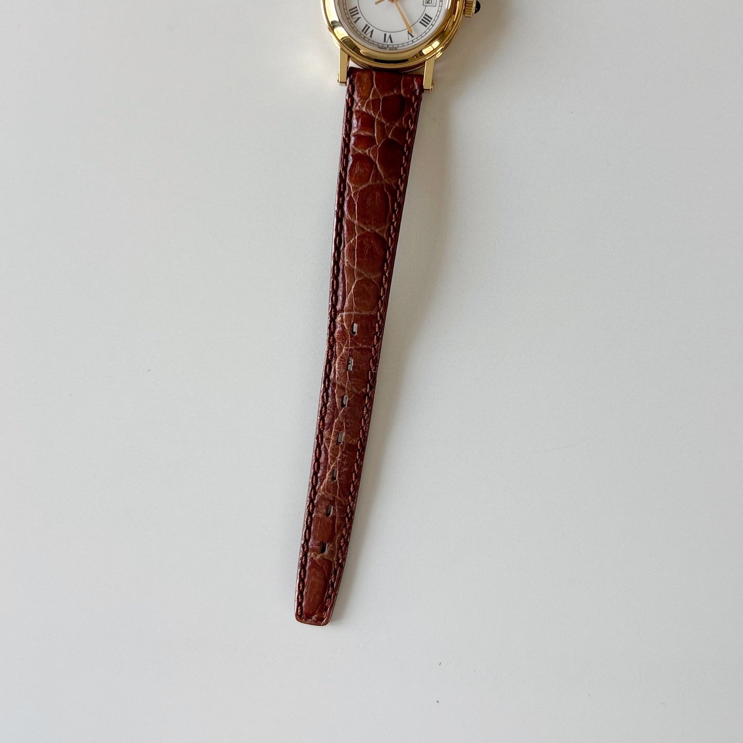 Gucci 1990s Date Round Dial Gold Plated Watch