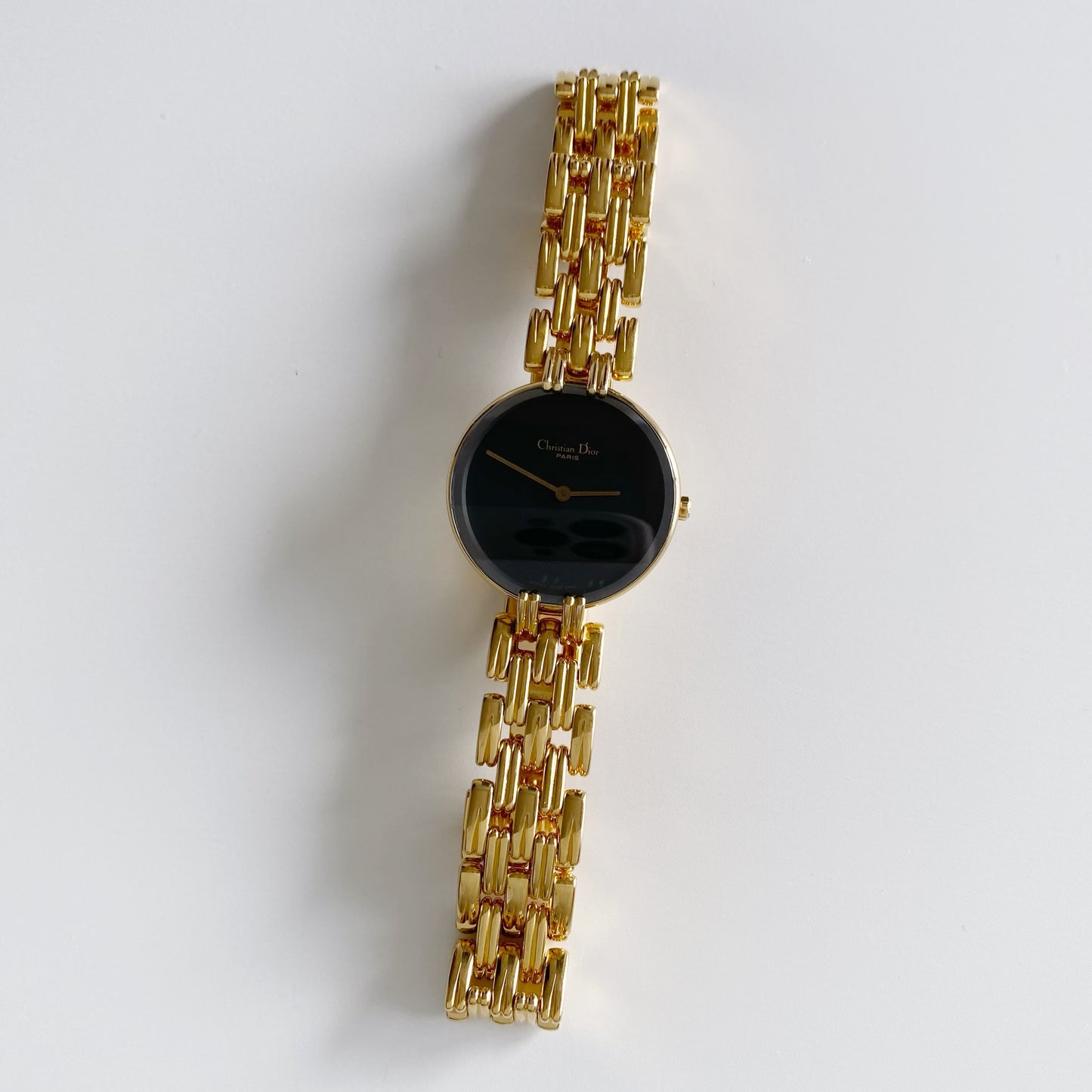 Dior 1990s Bagheera Gold Plated Round Watch