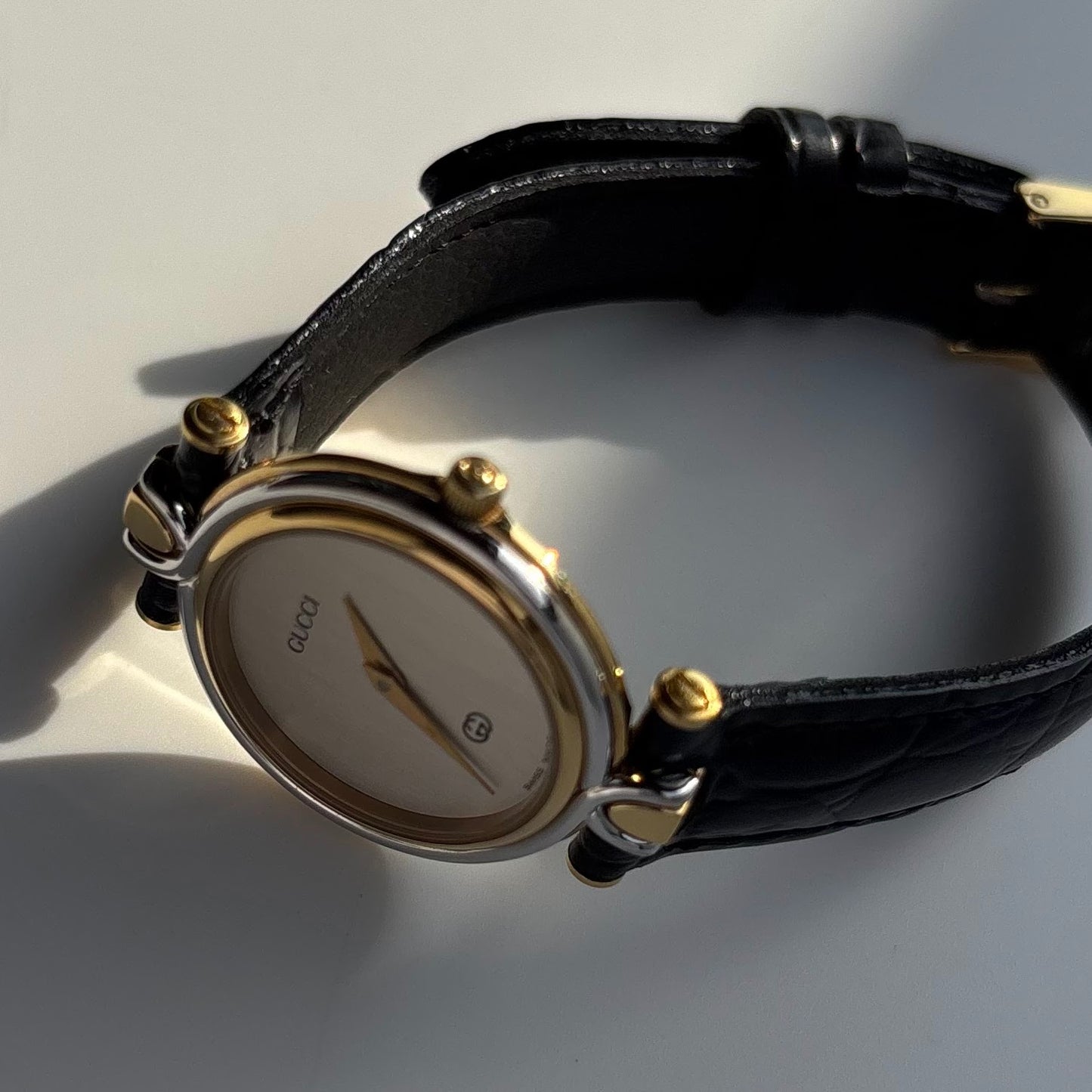 Gucci 1990s Round Dial Two Tone Watch