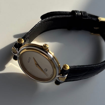Gucci 1990s Round Dial Two Tone Watch