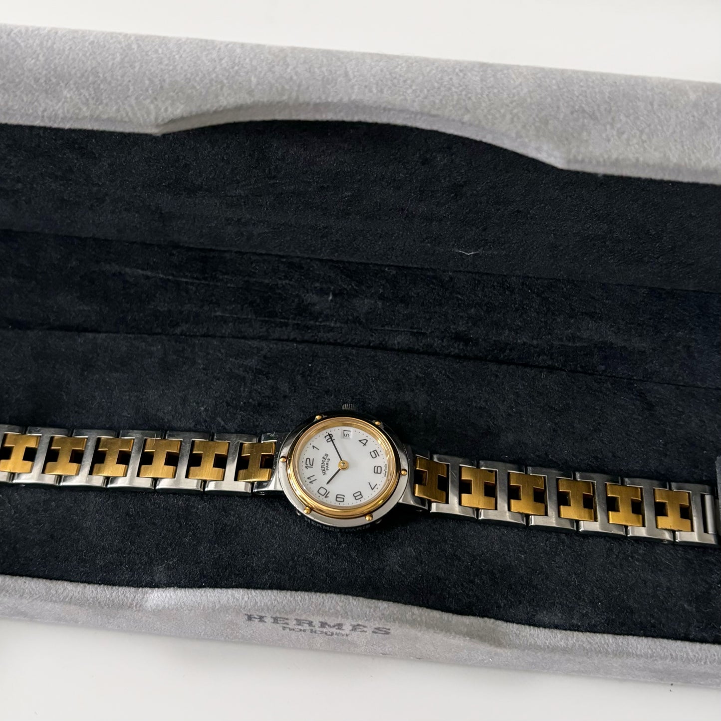 Hermés 1990s Clipper Round Two Tone Watch