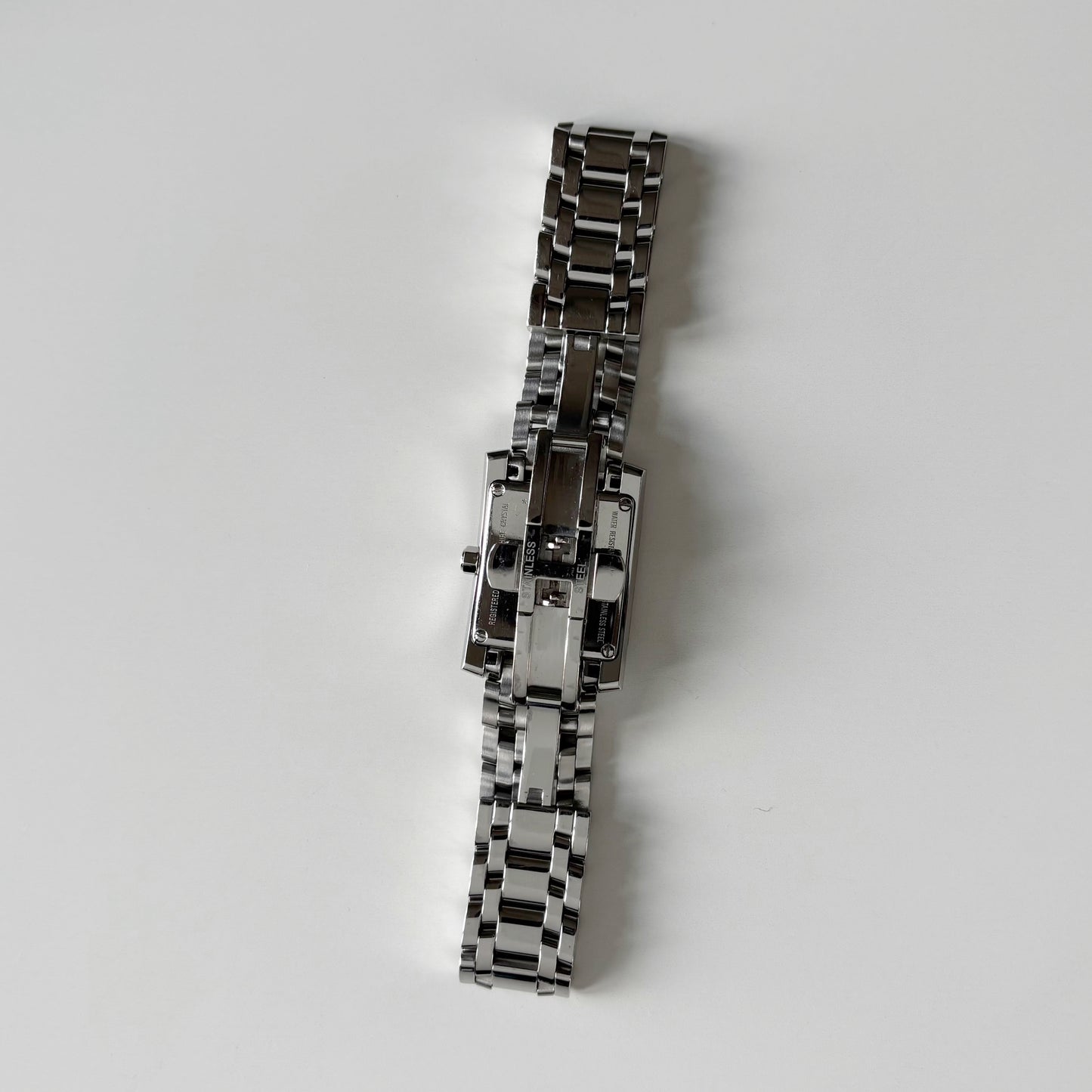 Fendi 1990s Seashell Dial Tank Silver Watch