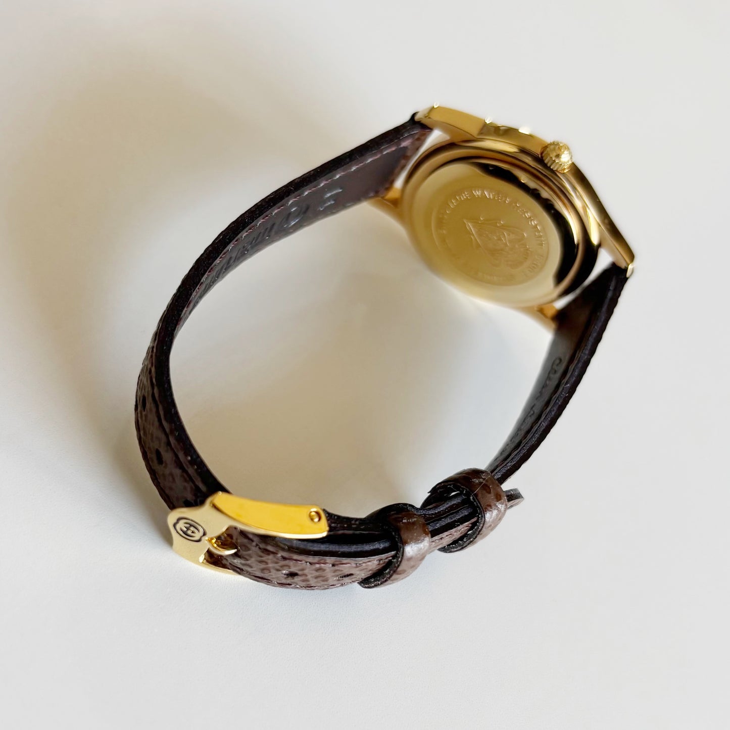 Gucci 1990s Date Round Dial Gold Plated Watch