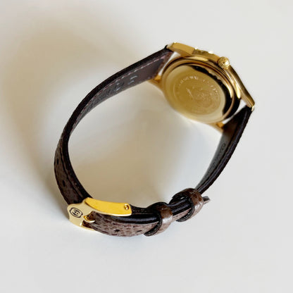 Gucci 1990s Date Round Dial Gold Plated Watch