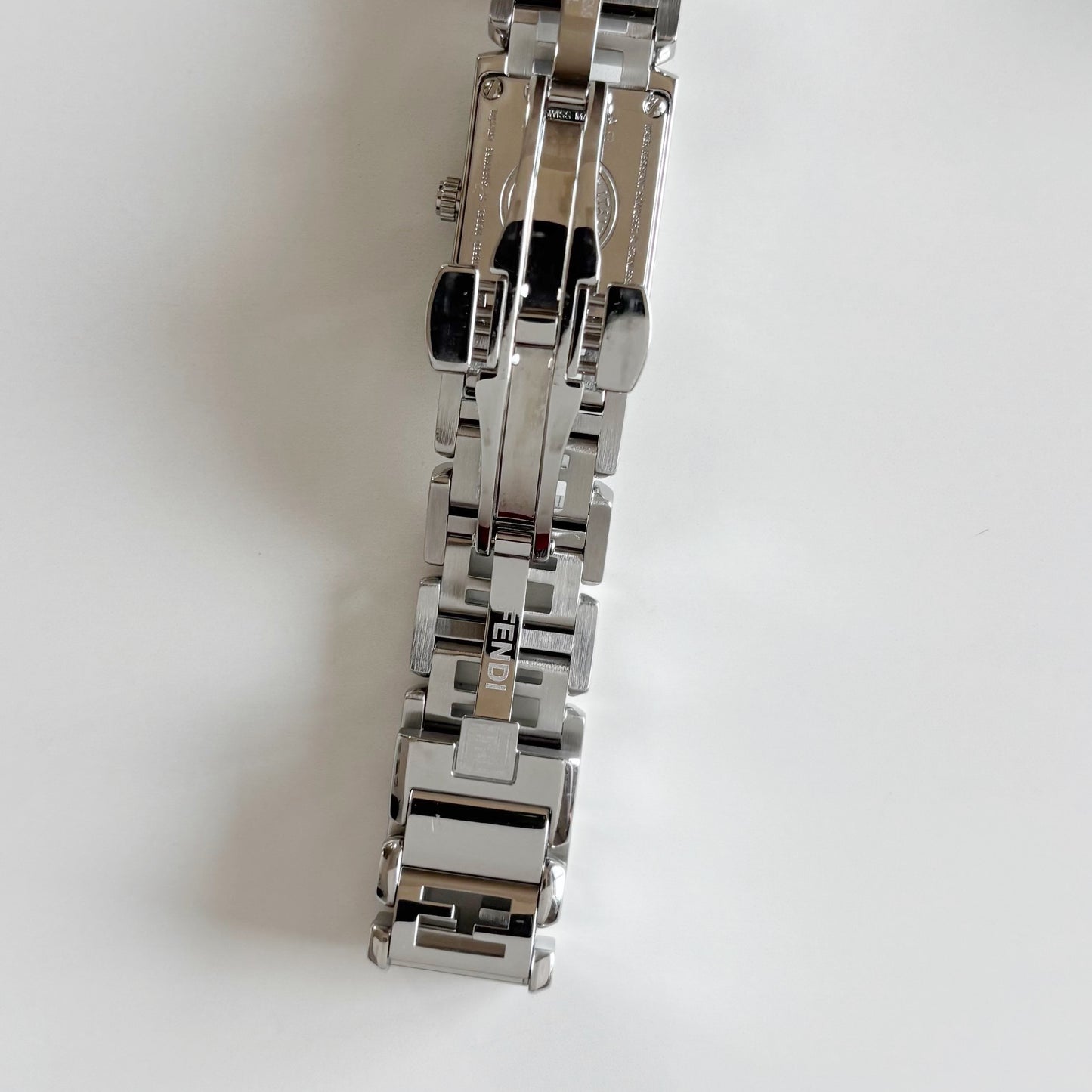 Fendi 1990s Seashell Dial Tank Stainless steel Watch