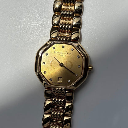 Dior 1990s Octagon Gold Plated Watch