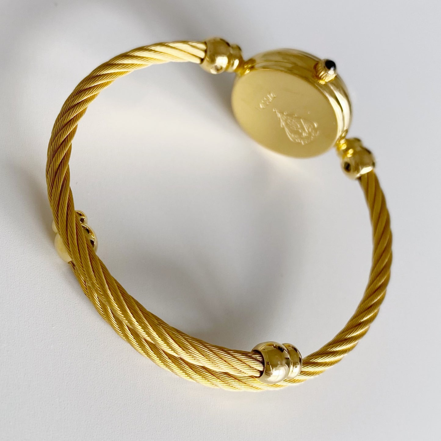 Gucci 1990s Black Dial Gold Plated Bangle Watch