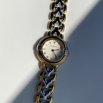 Yves Saint Laurent 1990s Round Dial Gold Plated Two Tone Watch