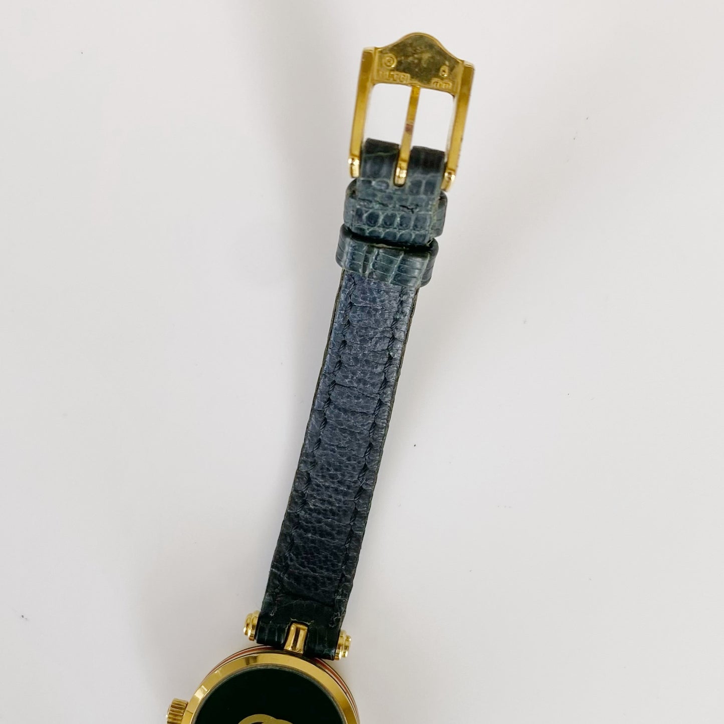 Gucci 1990s Round Green Leather Watch