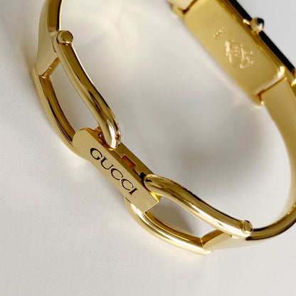 Gucci 1990s Gold Dial Gold Plated Bangle Watch