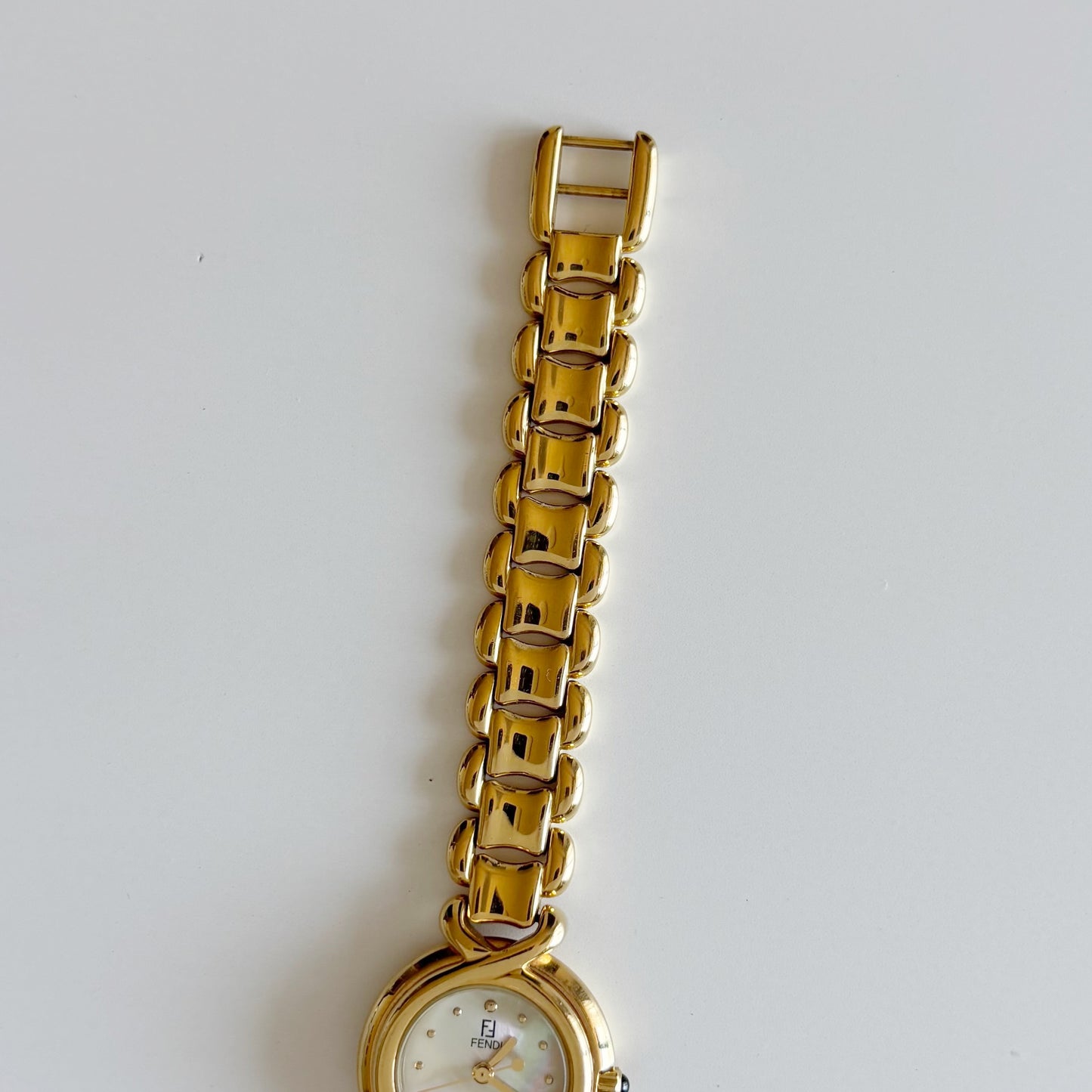 Fendi 1990s Seashell Dial Gold Plated Watch