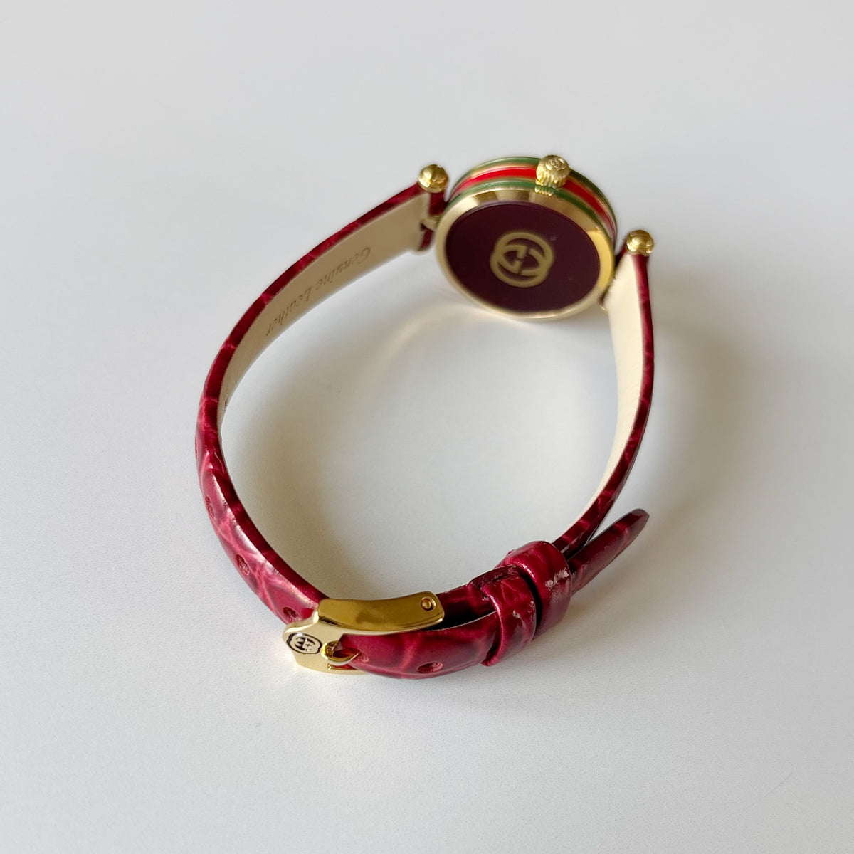 Gucci 1990s Sherry Round Dial Red Watch