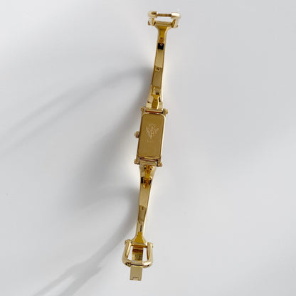 Gucci 1990s Seashell Dial Rectangular Gold Plated  Bangle Watch