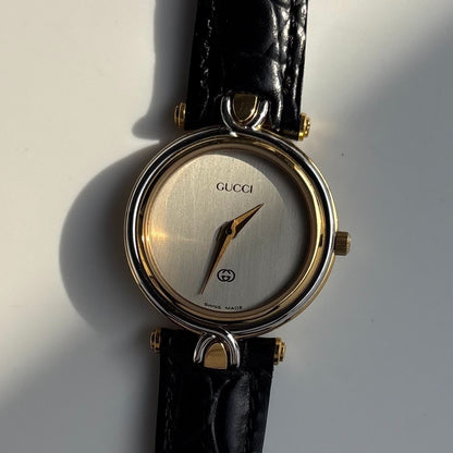 Gucci 1990s Round Dial Two Tone Watch
