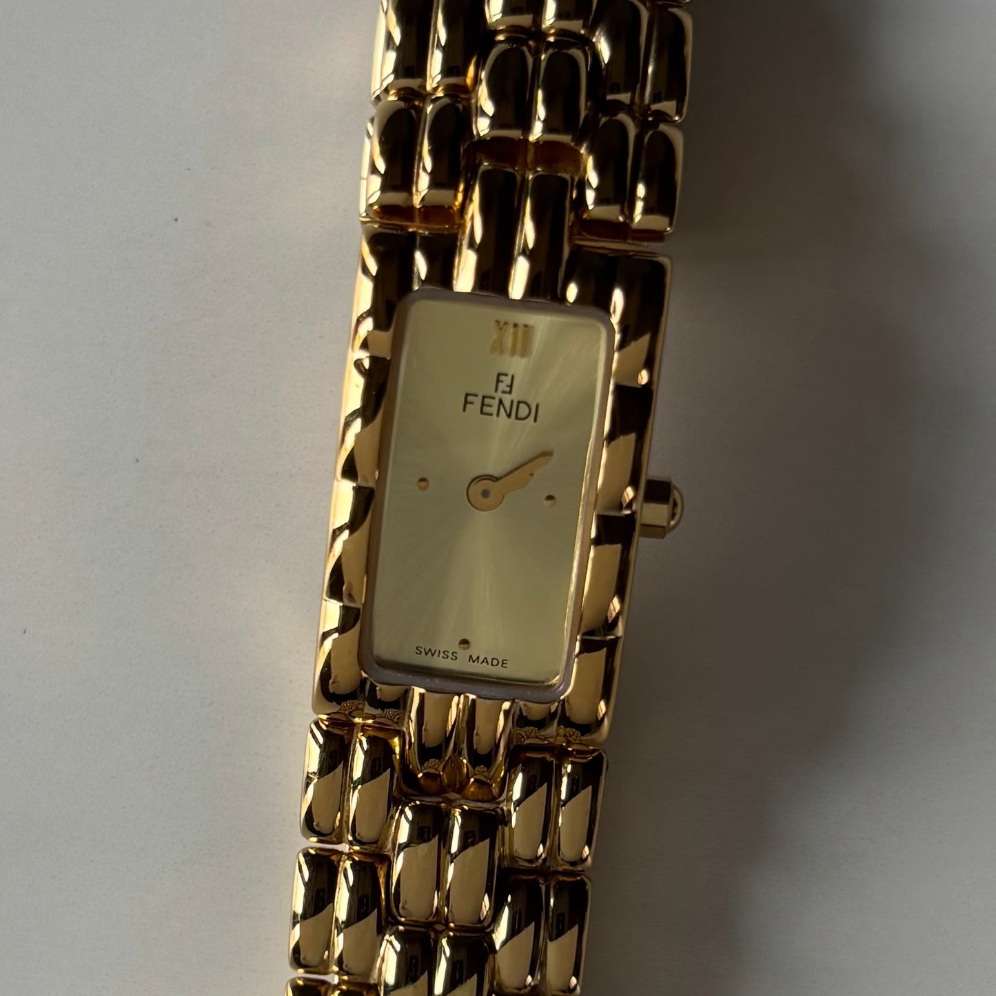 Fendi 1990s Gold Dial Gold Plated Watch