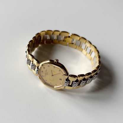 Dior 1990s Octagon Gold Plated Two Tone Watch