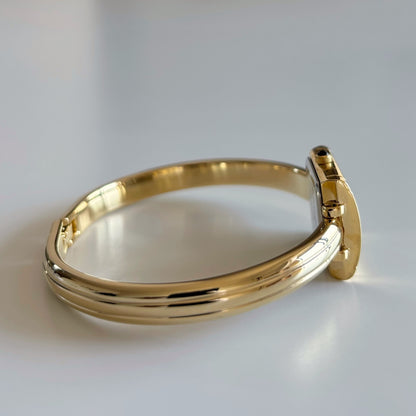 Yves Saint Laurent 1990s Green Dial Gold Plated Bangle Watch