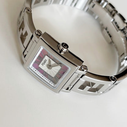 Fendi 1990s Seashell Square Dial Stainless steel Watch