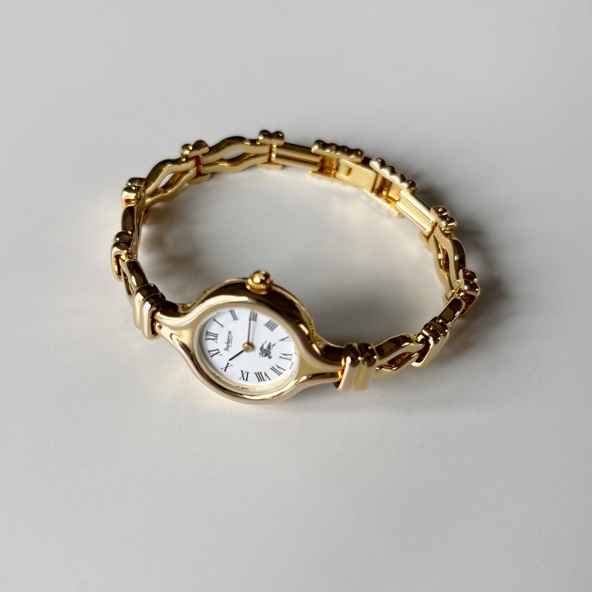 Burberry 1990s Round Dial Gold Plated Watch