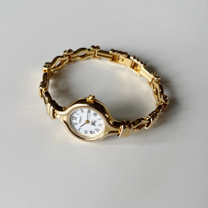 Burberry 1990s Round Dial Gold Plated Watch