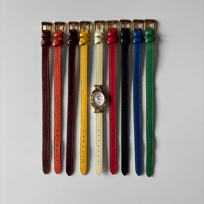 Fendi 1990s Interchangeable Strap Gold-Plated Watch with 9 Straps and Case