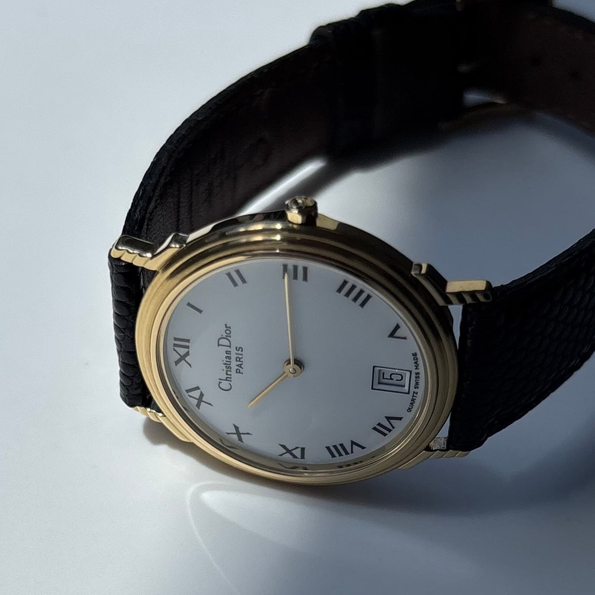 Dior 1990s Date Round Dial Gold Plated Watch (Large)