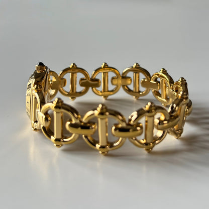 Gucci 1990s Seashell Dial Horsebit Gold Plated Watch