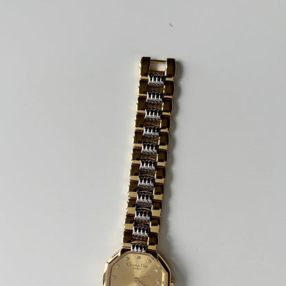 Dior 1990s Octagon Gold Plated Two Tone Watch