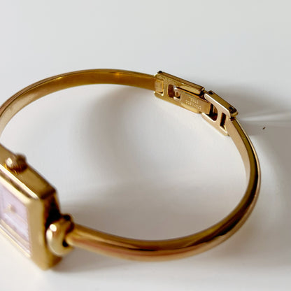 Gucci 1990s Seashell Dial Gold Plated Bangle Watch