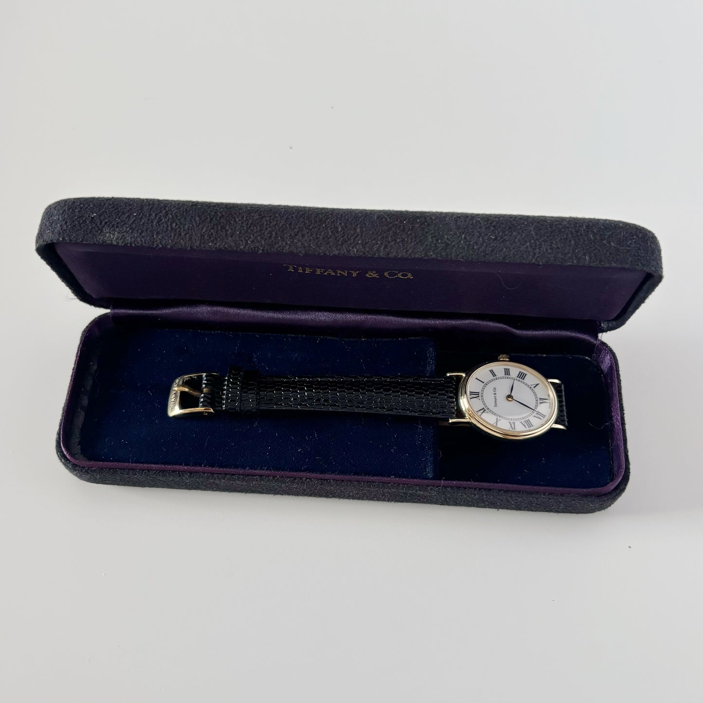 Tiffany 1990s Oval Dial 14K Case Watch