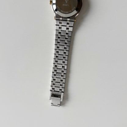 Gucci 1990s Round Dial Gold Plated Two Tone Watch
