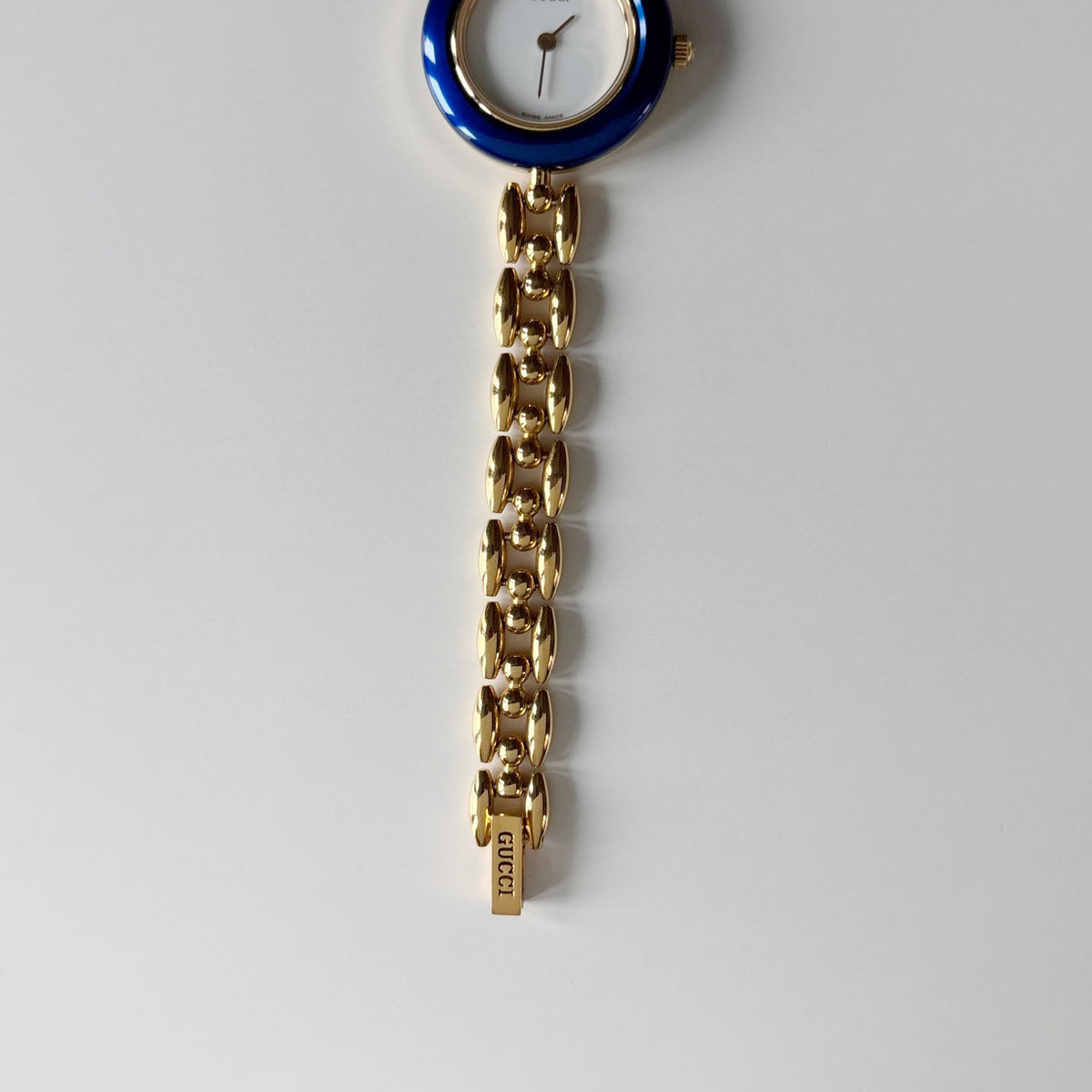 Gucci 1990s Interchangeable Bezel Gold Plated Rice Chain Watch with 6 bezels, case (160mm)