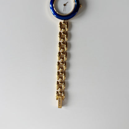 Gucci 1990s Interchangeable Bezel Gold Plated Rice Chain Watch with 6 bezels, case (160mm)