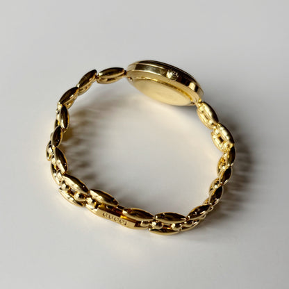 Gucci 1990s Interchangeable Bezel Gold Plated Rice Chain Watch with 6 bezels, case (160mm)