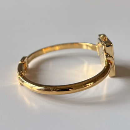 Gucci 1990s Square Dial Gold Plated Bangle Watch