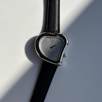 Yves Saint Laurent 1990s Heart Shaped Dial Silver Watch
