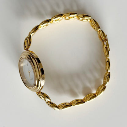 Gucci 1990s Interchangeable Bezel Gold Plated Watch with 6 bezels, case (165mm)